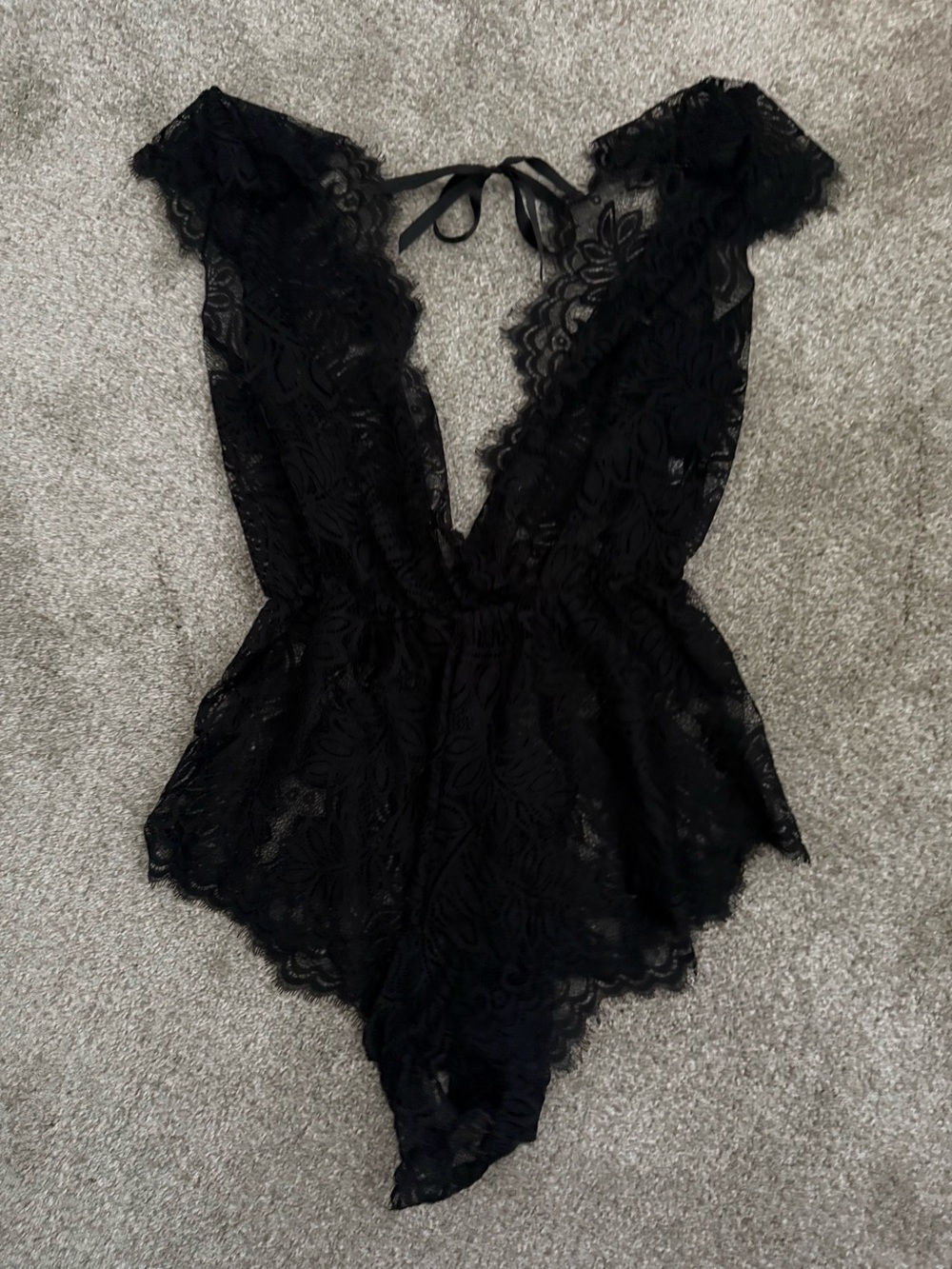 Black Lace Plunge Teddy Bodysuit